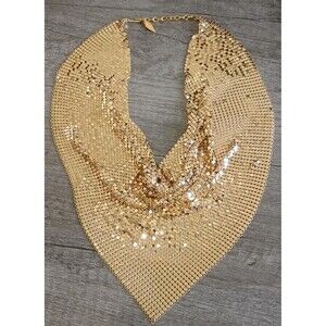 Whiting And Davis Gold Tone Mesh Scarf Signed Vintage Necklace